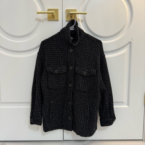 Zara Black & Silver Tweed Jacket - Picture 1 of 4